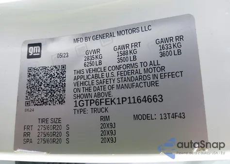 2023 GMC Canyon Denali из США, поврежденный, VIN 1GTP6FEK1P1164663